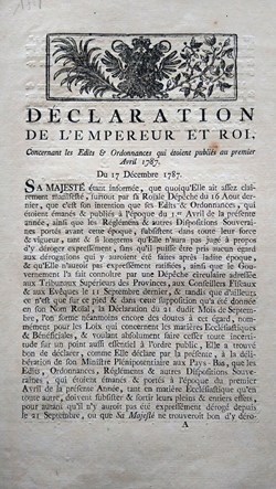 Déclaration concernant les édits et ordonnances qui étaient publiée au 1er avril 1787