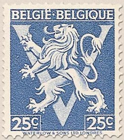 BELGIE-BELGIQUE - LION HERALDIQUE - ORNEMENT V - 25c