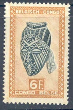 TIMBRE BELGIQUE - CONGO BELGE - MASQUE - 6FR