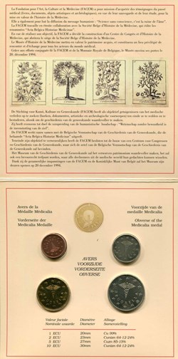 BELGIQUE - Monnaie interne pour l'inauguration du Musée de la Médecine.