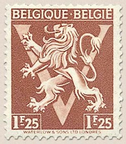 BELGIQUE-BELGIE - LION HERALDIQUE - ORNEMENT V - 1Fr25