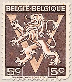 BELGIE-BELGIQUE - LION HERALDIQUE - ORNEMENT V - 5c