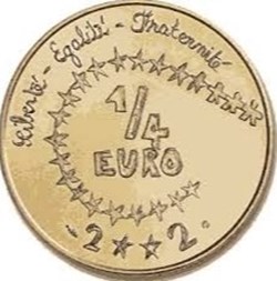 FRANCE - 1/4 Euro 2002 Frankreich Kinder-Euro in original Folder der Monnaie de Paris FDC