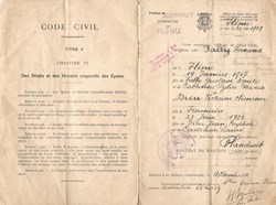 Carnet de Mariage de FALLY Fernand et DIEU Victorine (M00002)
