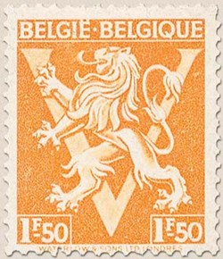 BELGIE-BELGIQUE - LION HERALDIQUE - ORNEMENT V - 1Fr50