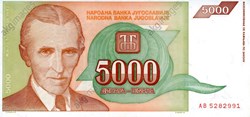 Yougoslavie - 5000 Dinara - 1993