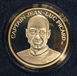 1993 Star Trek Next Generation Captain Jean-Luc Picard 1 ozt 999 Silver Coin COA