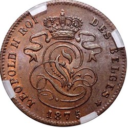 Grande L cursive couronnée, 1875 2 CENTIMES