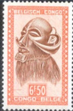 TIMBRE BELGIQUE - CONGO BELGE - MASQUE - 6FR50