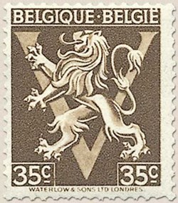 BELGIQUE-BELGIE - LION HERALDIQUE - ORNEMENT V - 35c