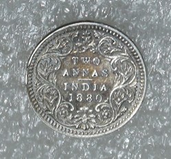 INDES BRITANIQUES - 2 ANNAS - VICTORIA - 1880