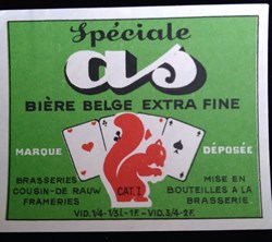 Etiquette de Brasserie Cousin * De Rauw Frameries