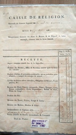 Caisse de religion - Juillet 1785