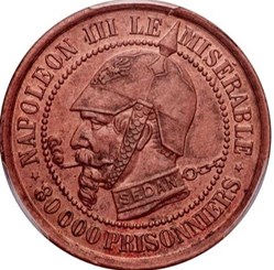 Médaille SATIRIQUE Cu 27, type A “Éclairs et cigarette” 1870 Schw.A1a