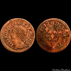 LOUIS XIII LE JUSTE Double tournois, type de Warin