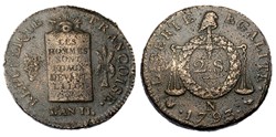 Convention - 2 sols aux balances 1793 N