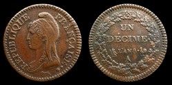 Directoire /Consulat - Un Décime l'An 8 A