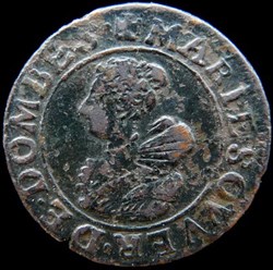 Marie de Montpensier (1608-1627), Double Tournois type 5, cuivre - 1628