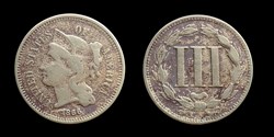 Three cents nickel - 1866