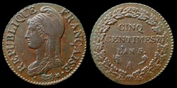 Directoire - 5 centimes l'An 5 A