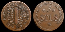 Siège de Mayence - 5 sols 1793