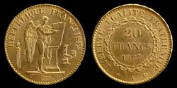 3° republique - 20 francs or 1877 A