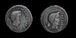 Julius Caesar and Marcus Antonius, Denarius