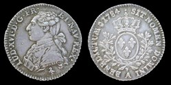 Louis XVI (1774-1792) - Cinquième d'Ecu aux lauriers 1784 A (Paris)