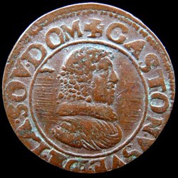 Gaston d'Orleans (1627-1650), Double Tournois type 8 - 1636 B
