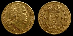 Louis XVIII (1814-1824) - 20 francs or 1820 A