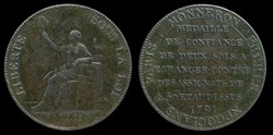 Monneron de 2 sols à la Liberté 1791 Birmingham, Soho