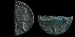 Augustus & Agrippa, Nemausus (Nîmes) halved dupondius - type III