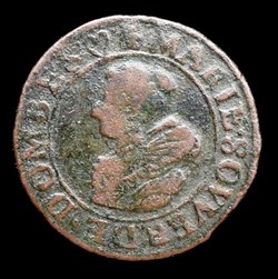 Marie de Montpensier (1608-1627), Double Tournois type 5, cuivre - 1629
