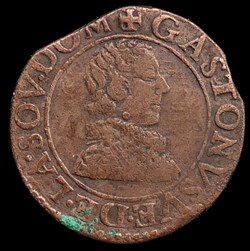 Gaston d'Orleans (1627-1650), Double Tournois type 6 - 1634 R