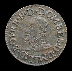 Louis II de Montpensier (1560-1582), Denier Tournois type 1, cuivre - 1577
