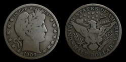 Barber (Liberty head) half dollar - 1909 S