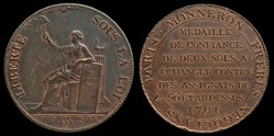 Monneron de 2 sols à la Liberté 1791 Birmingham, Soho