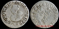 Marie de Montpensier (1608-1627), Double Tournois type 5, argent sur cuivre - 1628