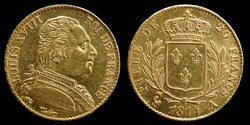 Louis XVIII (1814-1824) - 20 francs or 1814 A