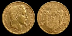 2° Empire - 20 francs or 1865 A