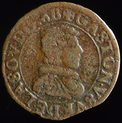 Gaston d'Orleans (1627-1650), Double Tournois type 7 - 1629