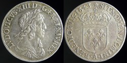 Louis XIII (1610-1643) - Quart d'ecu d'argent du 3° type 1643 A