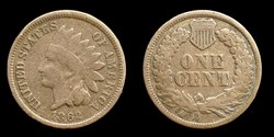 Indian head cent (w. shield) - 1862