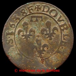 Gaston d'Orleans (1627-1650), Double Tournois type 8 - 1638 F
