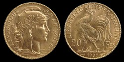 3° republique - 20 francs or 1909