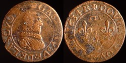 0198_736 - Gaston d'Orleans (1627-1650), Double Tournois type 8 - 1634 R