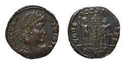 Constantius II AE4/Reduced Nummus, Gloria Exercitvs