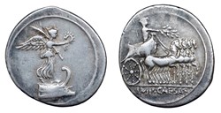 Octavian AR Denarius, Victory on Prow