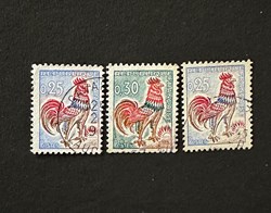 Coq de Décaris - 0.25f outremer - papier spécial jaune fluorescent aux UV