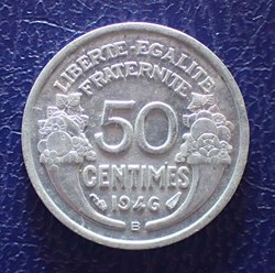 50 Centimes 1946 B Morlon en aluminium